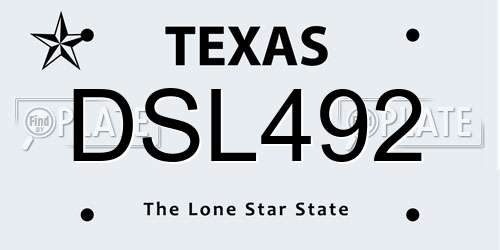DSL492 Texas License Plate