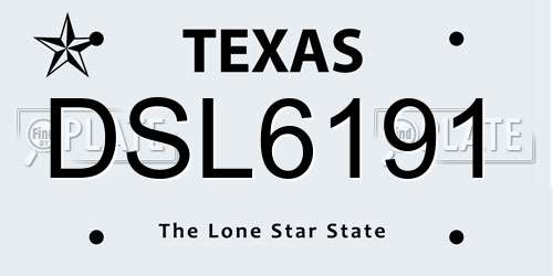 DSL6191 Texas License Plate