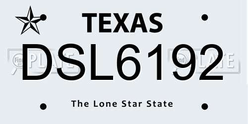 DSL6192 Texas License Plate