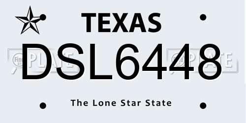 DSL6448 Texas License Plate