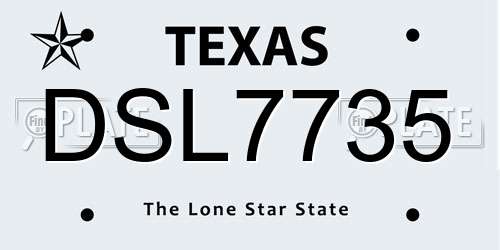 DSL7735 Texas License Plate
