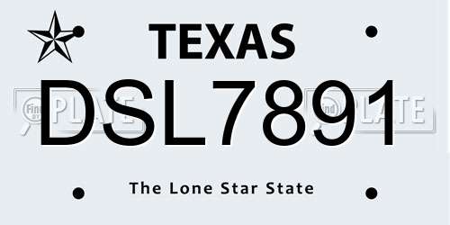 DSL7891 Texas License Plate