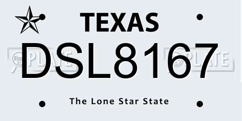 DSL8167 Texas License Plate