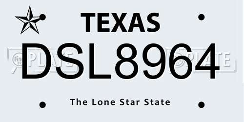DSL8964 Texas License Plate