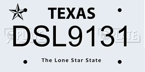 DSL9131 Texas License Plate