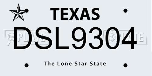DSL9304 Texas License Plate