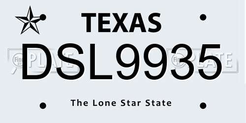 DSL9935 Texas License Plate