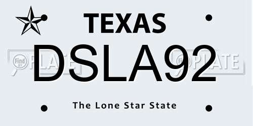 DSLA92 Texas License Plate