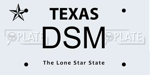 DSM Texas License Plate