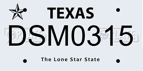 DSM0315 Texas License Plate