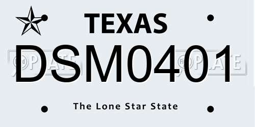 DSM0401 Texas License Plate
