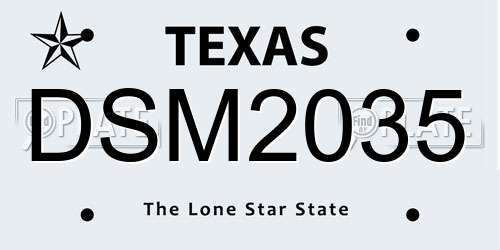 DSM2035 Texas License Plate