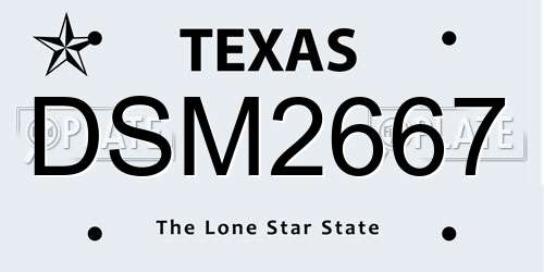 DSM2667 Texas License Plate