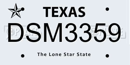DSM3359 Texas License Plate
