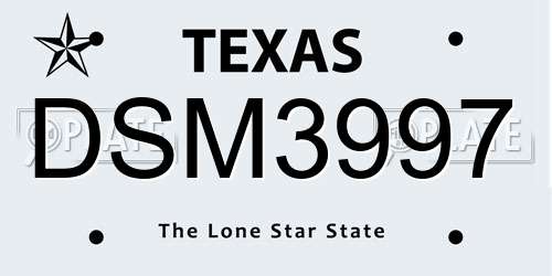 DSM3997 Texas License Plate