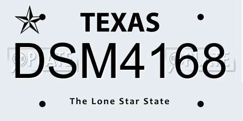 DSM4168 Texas License Plate