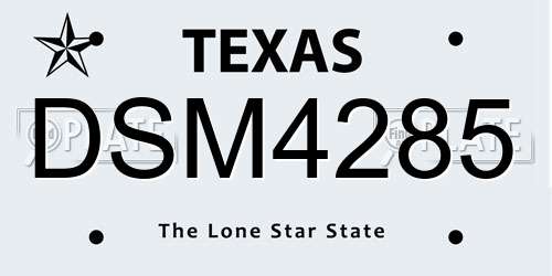 DSM4285 Texas License Plate