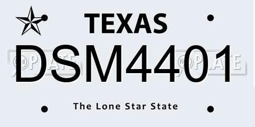 DSM4401 Texas License Plate