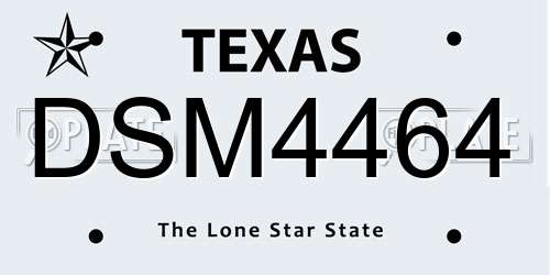 DSM4464 Texas License Plate