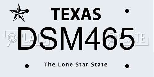 DSM465 Texas License Plate