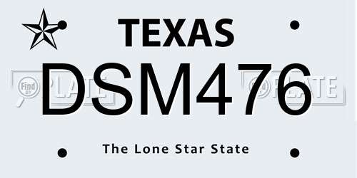 DSM476 Texas License Plate