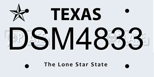 DSM4833 Texas License Plate