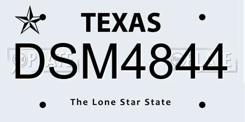 DSM4844 Texas License Plate