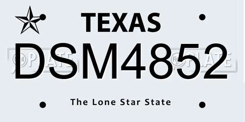 DSM4852 Texas License Plate
