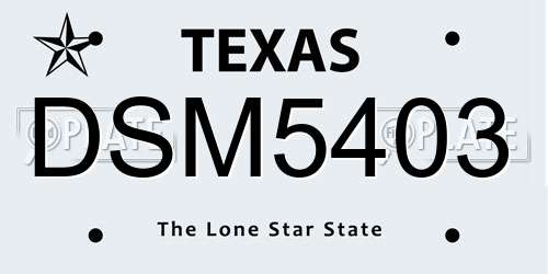 DSM5403 Texas License Plate