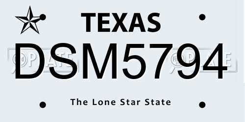 DSM5794 Texas License Plate