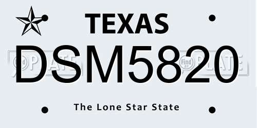 DSM5820 Texas License Plate
