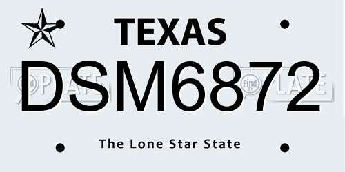DSM6872 Texas License Plate