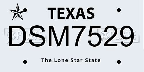 DSM7529 Texas License Plate