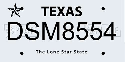 DSM8554 Texas License Plate