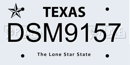DSM9157 Texas License Plate