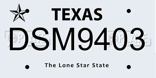 DSM9403 Texas License Plate