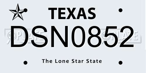 DSN0852 Texas License Plate