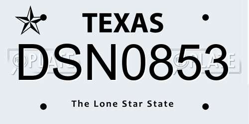 DSN0853 Texas License Plate