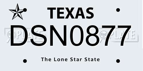 DSN0877 Texas License Plate