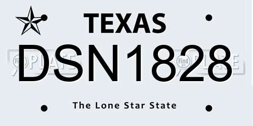 DSN1828 Texas License Plate