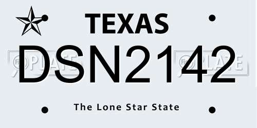 DSN2142 Texas License Plate