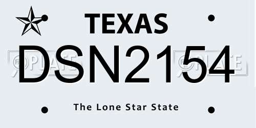 DSN2154 Texas License Plate