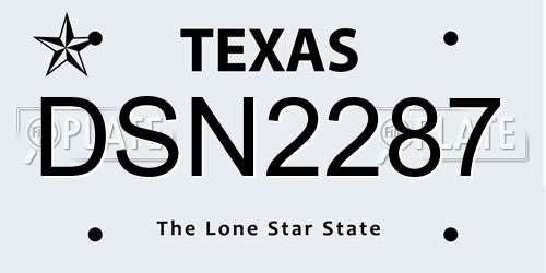 DSN2287 Texas License Plate