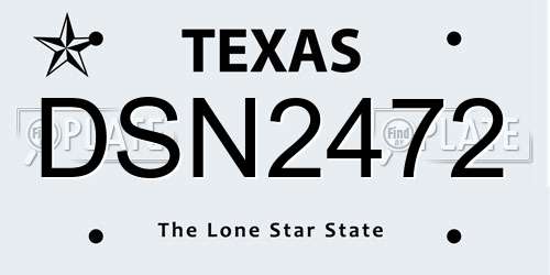 DSN2472 Texas License Plate