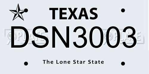 DSN3003 Texas License Plate