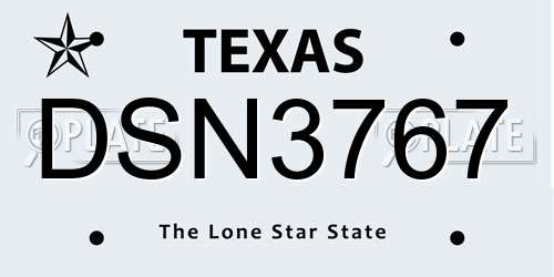 DSN3767 Texas License Plate