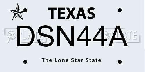 DSN44A Texas License Plate