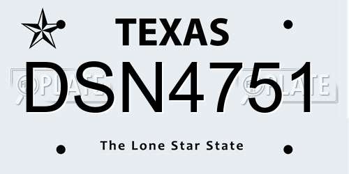 DSN4751 Texas License Plate