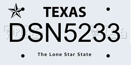 DSN5233 Texas License Plate