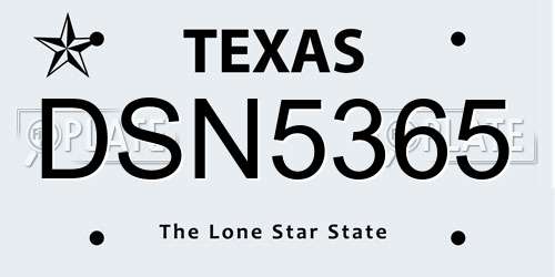 DSN5365 Texas License Plate